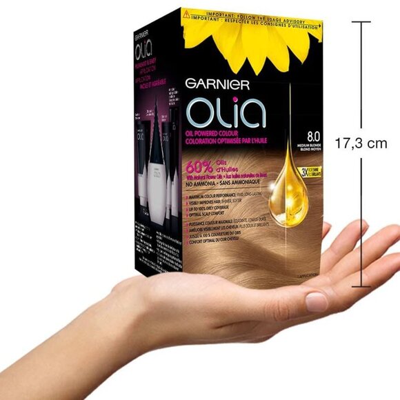 Garnier Olia Permanent Oil Powered Hair Color, 8.0 Medium Blonde - Picture 3 of 8